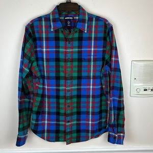 Lands End 100% Cotton Flannel Shirt, Multicolored Plaid, Size Medium (Fall 2019)